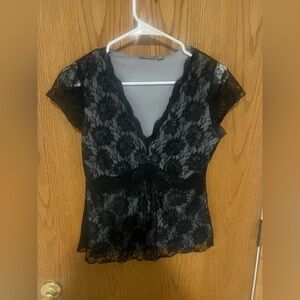 Vintage Beautiful Whimsigoth Apt. 9 Black Lace Women's Blouse Sz Small